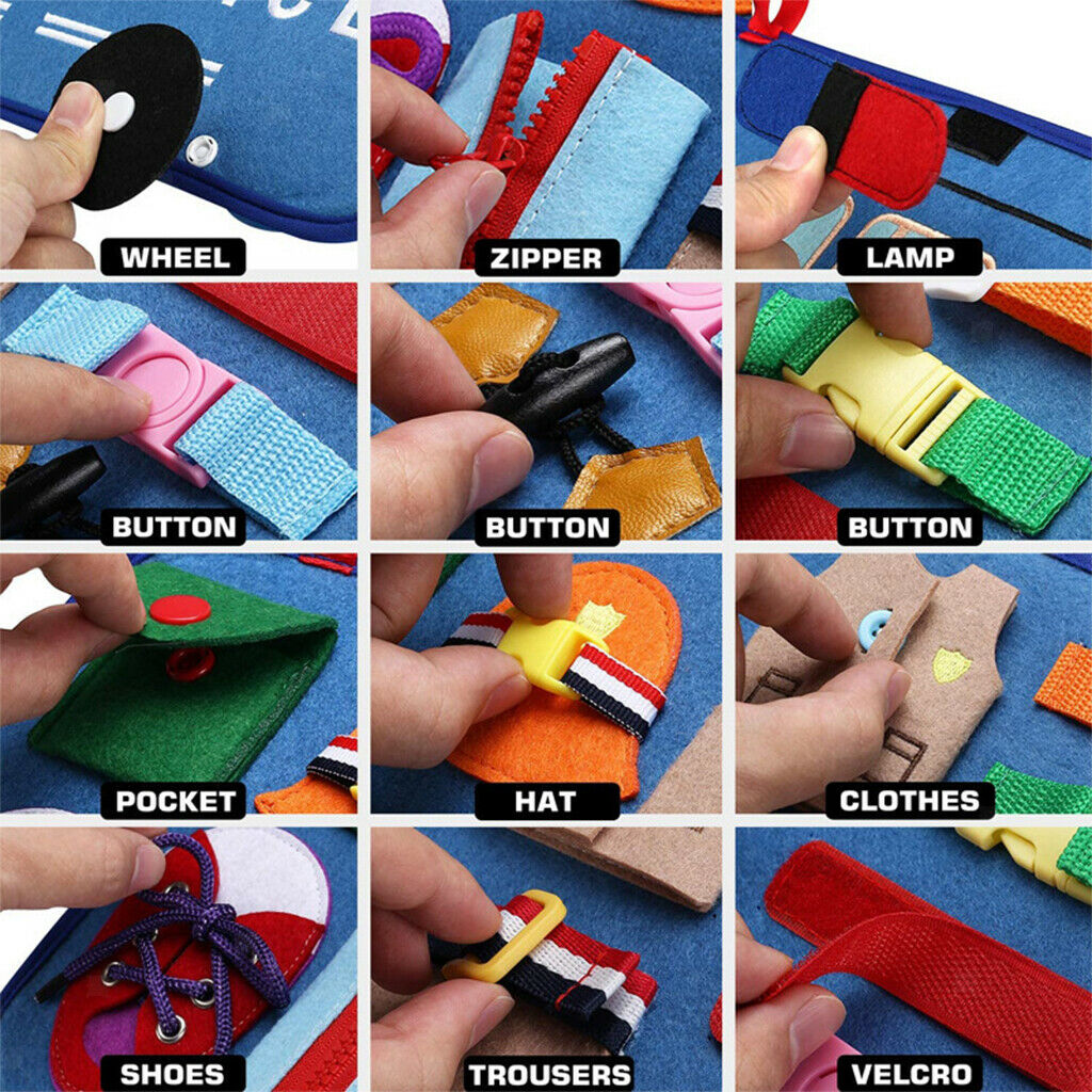 Baby Kids Montessori Learn to Dress Toys Board Felt Foldable Backpack Toys