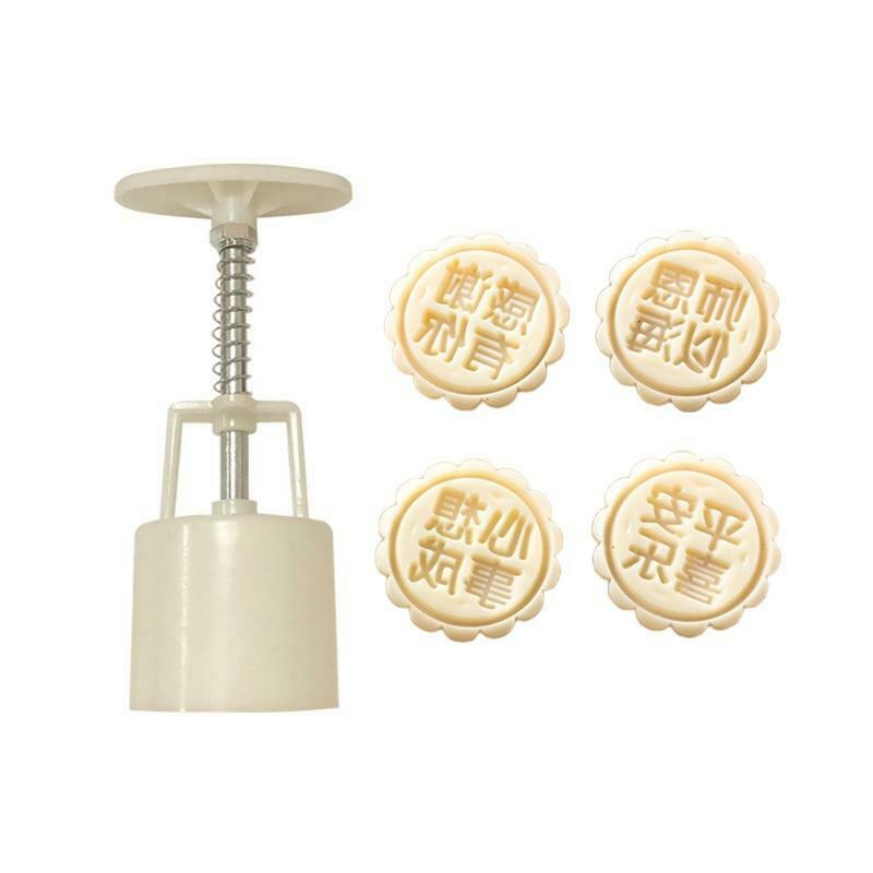Round Side Mooncake Stampe Hand-pressing Plastic Mooncake Mold Express Gratitude