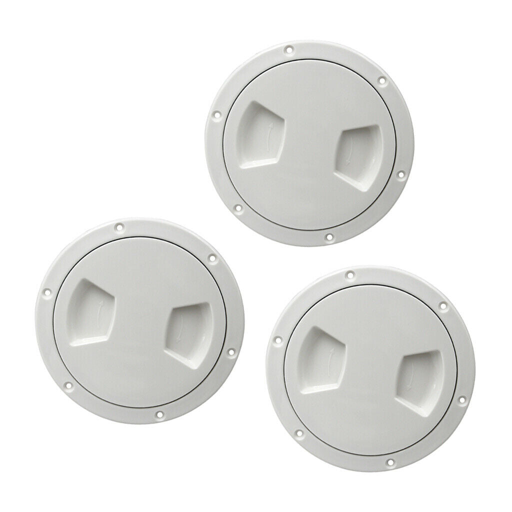 3pcs Marine Boat RV White 5" Access Hatch Cover Twist Out Deck Plate Screws