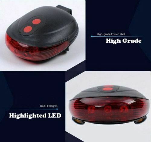 2Laser +5 LED Flashing Lamp Light Rear Cycling Bicycle Bike Tail Safety Warning