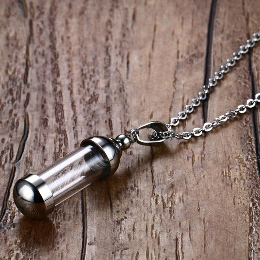 2Pcs Container Pet Urn Pendant Necklace Memorial Jewelry DIY Accessory