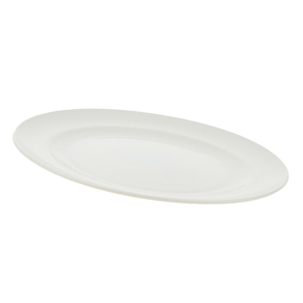 Plastic Round Food Serving Plate Dish Salad Fruits Container Tray White M