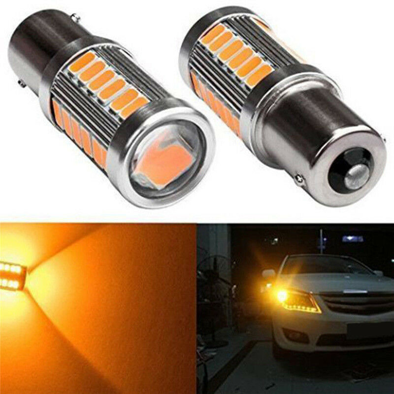 2Pcs Amber P21W 1156 Ba15S Led Bulb 5730 Smd Super Bright Car Light HxQ SJ