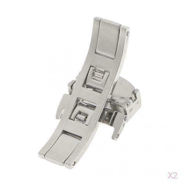 Stainless Steel Butterfly Clasp Watch Buckle Push Belt Strap Clasp 16 mm