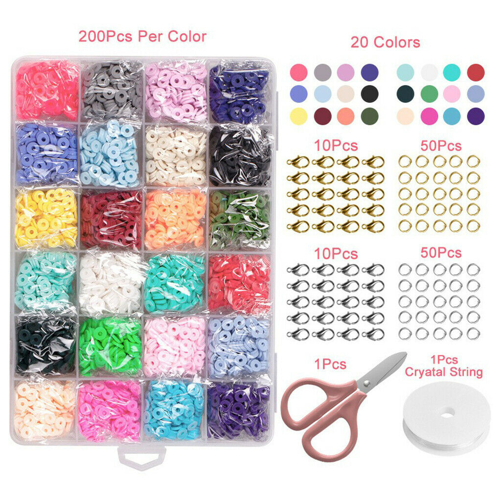 24 Colors Flat Round Polymer Clay Spacer Beads for Jewelry Making Bracelets