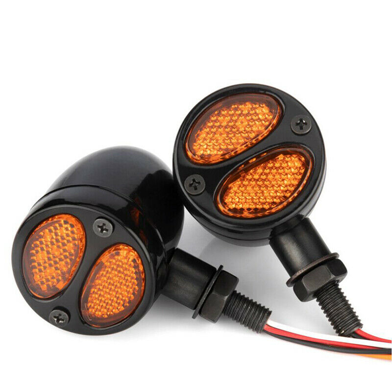 LED Bullet Metal Motorcycle Turn Signal Lights 10mm Amber Lamps M10 For Yamaha