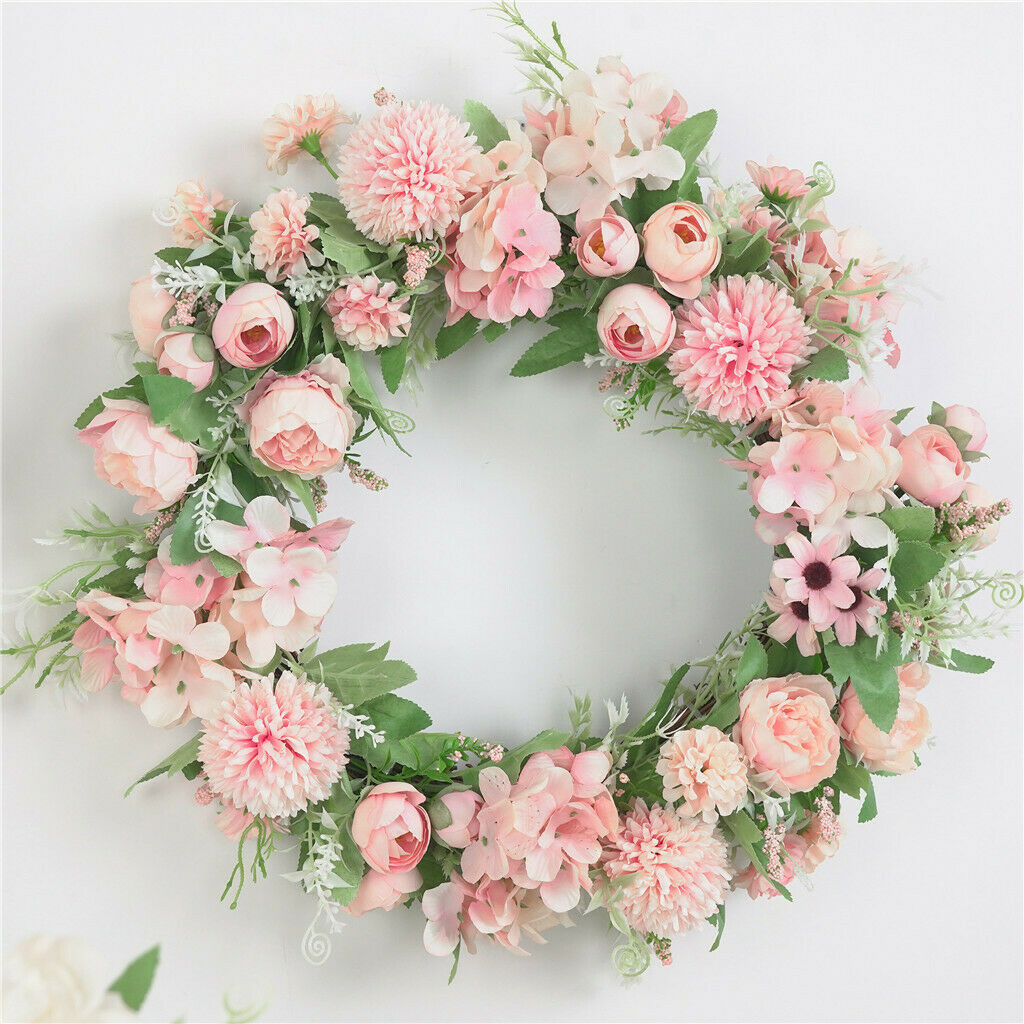 2PC Artificial Wreath 16inch Garland Door Farmhouse Showcase Wedding Decor