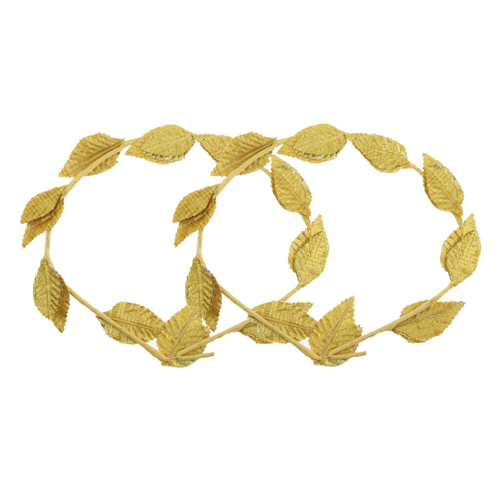 2pcs Golden Leaf Headband, Roman Greek Goddess Laurel Wreath, Fancy Dress Beach