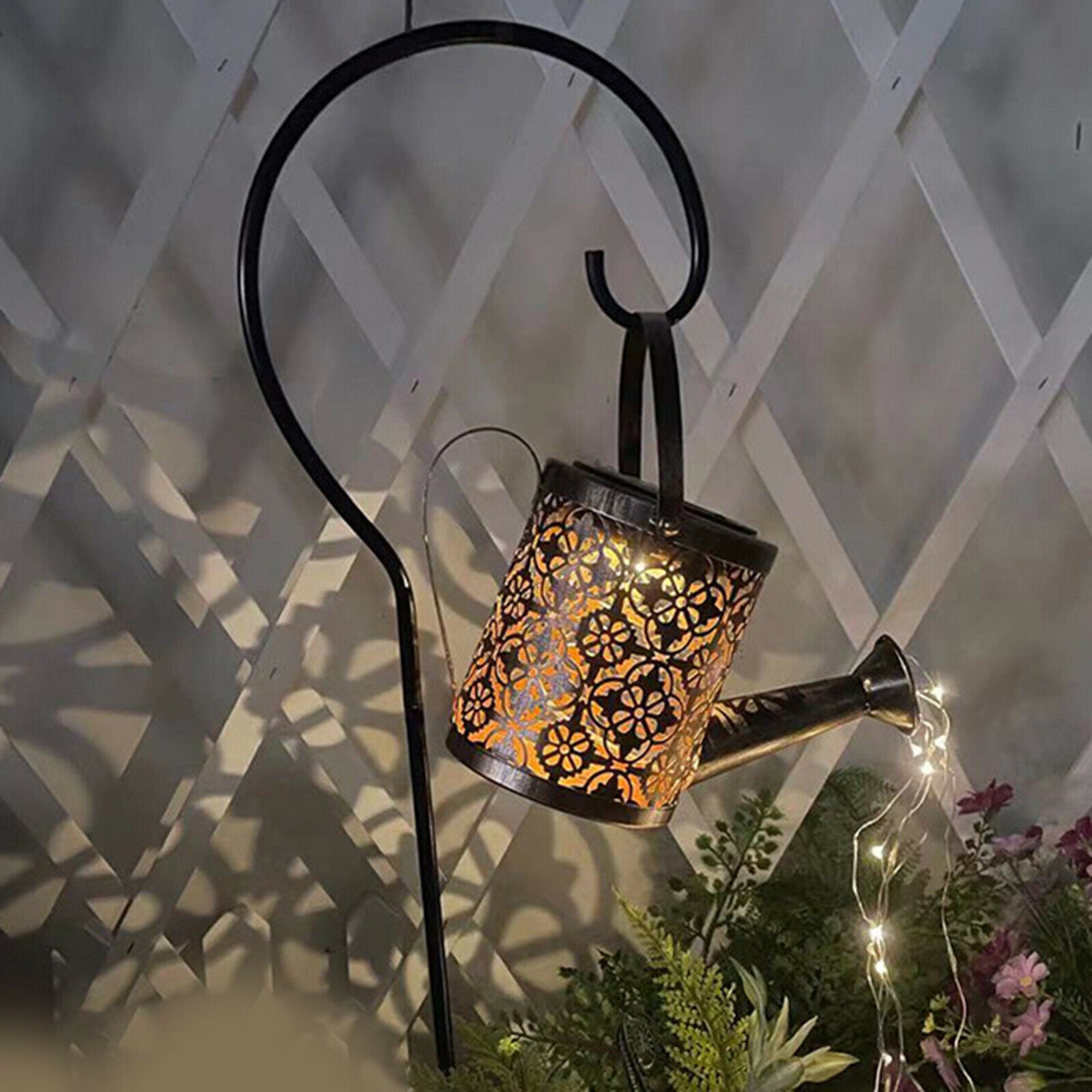 Landscape Watering Can Stake Solar Power Garden Light Decor Outdoor