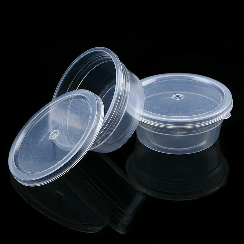 Round Food Containers Plastic Clear Storage Deli Pots w/ Lids Takeaway Box 10pcs