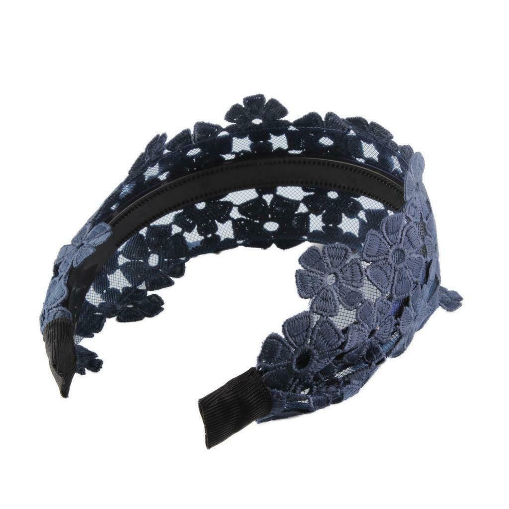 2 pieces Fashion Girl Floral Wide Headband Lace Flower Hair Hoop Head Wrap