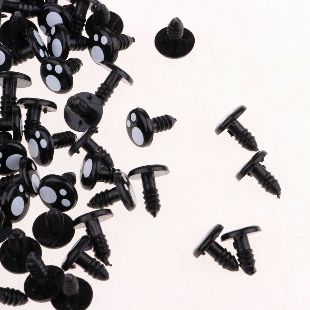 100pcs Solid Eyes Black Plastic Safety Eyes Round Buttons Eyes  For