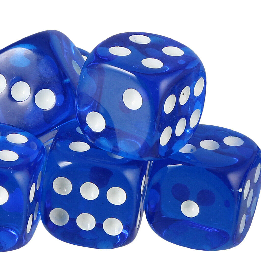 20 Pieces Acrylic Six Sided D6 Dice for TRPG Party Board Game Toys