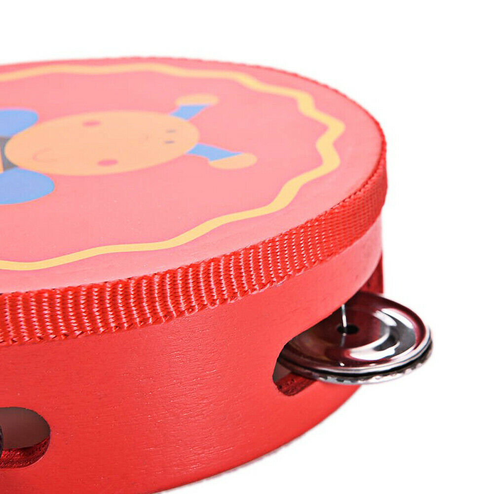 6inch Hand Held Tambourine Drum Colorful Wooden Percussion Kids Baby Musical   @