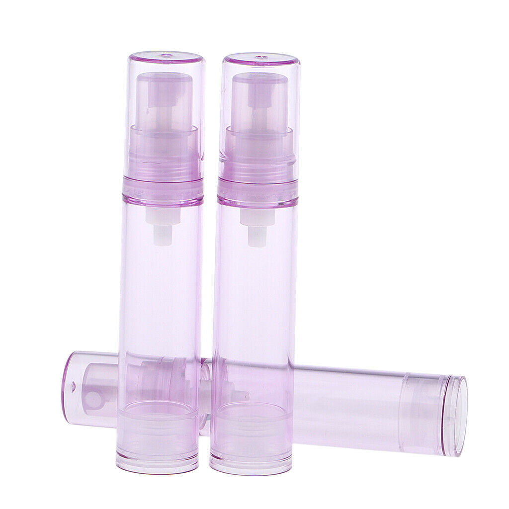 3Pcs 10ml Empty Airless Pump Bottles Refillable Cosmetic Containers Purple