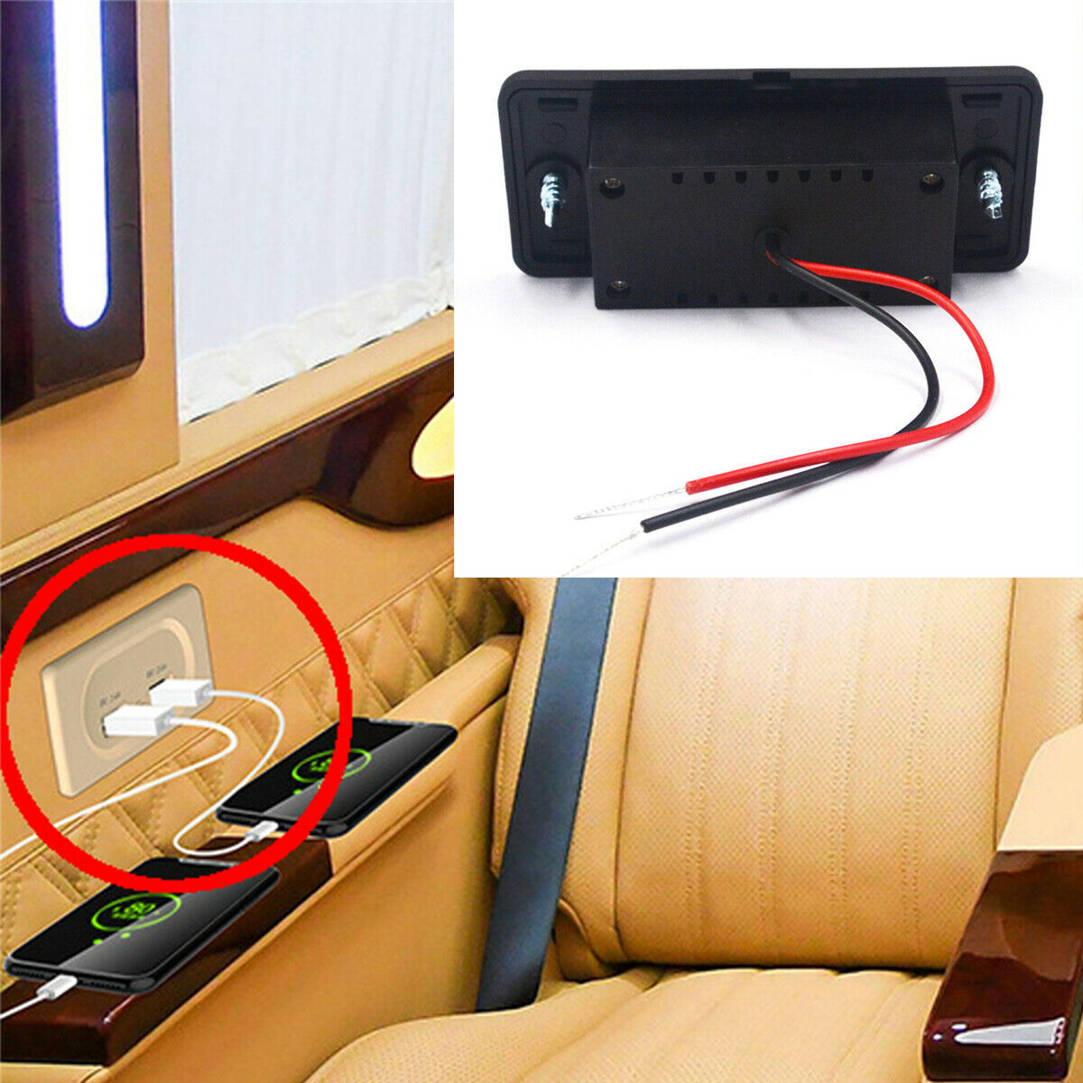 12V-24V LED Indicator Dual USB Charging Ports Socket For Phone Tablet USB Device