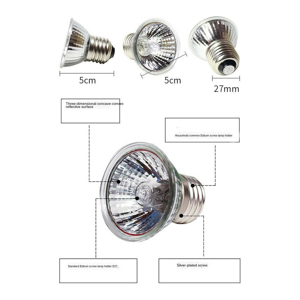 Reptile Heating Lamp Tortise Snakes Spiders 25W/50W/75W Esy to Use 25W
