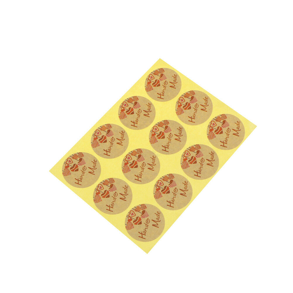 120pcs Round Hand Made Kraft Paper Seal Stickers DIY Gifts Baking Decor la.l8