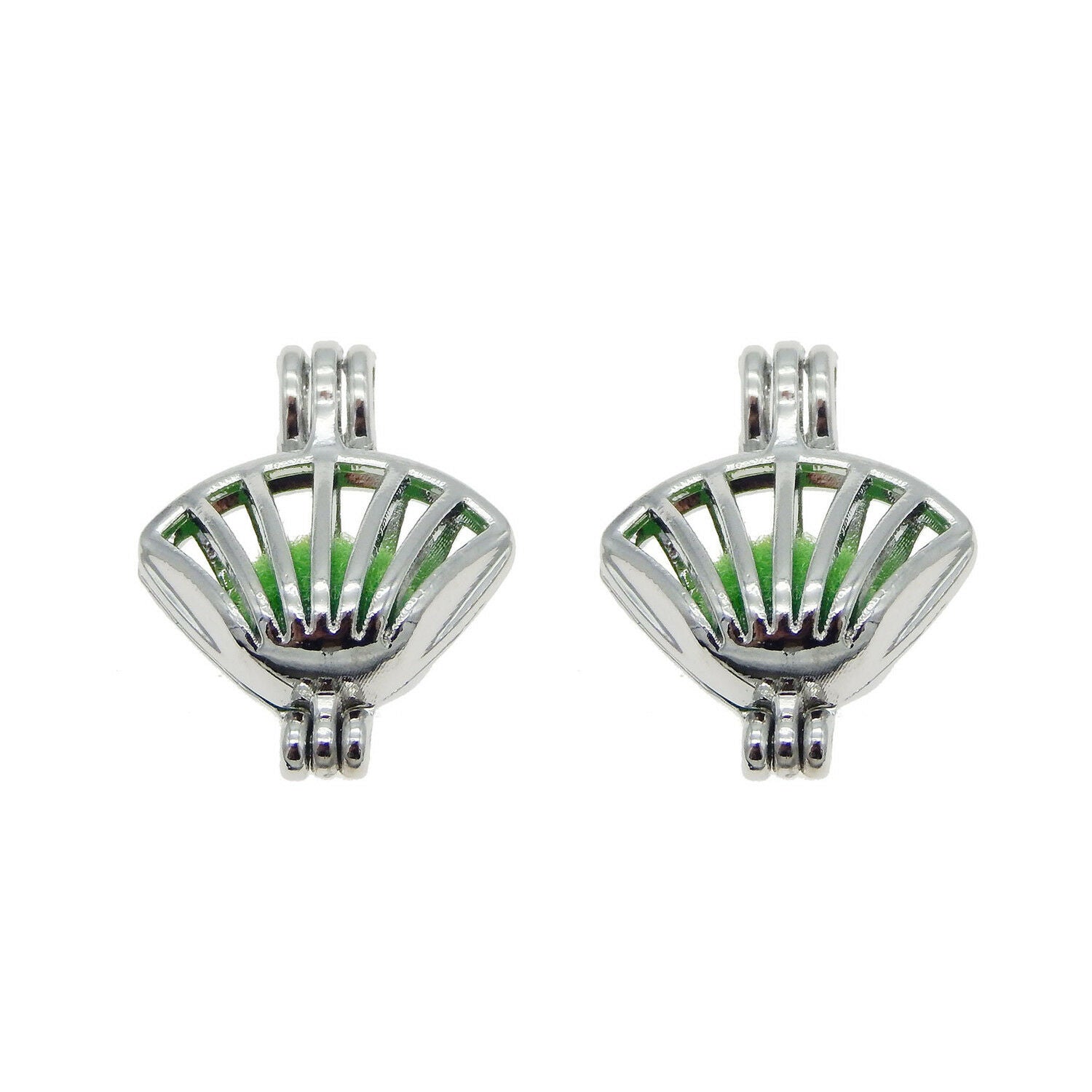 1PC White K Plated Alloy Sector Hollow Openable Locket Charms Pendants Jewelry
