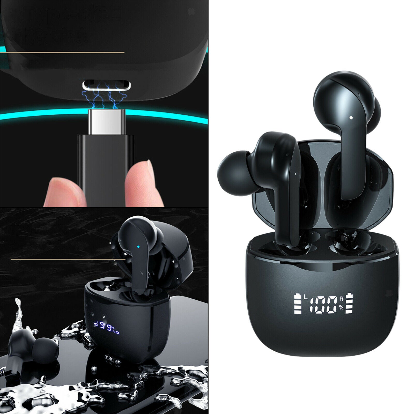 Wireless Bluetooth Earphones Bluetooth 5.2 LED Display TWS for Sport Student