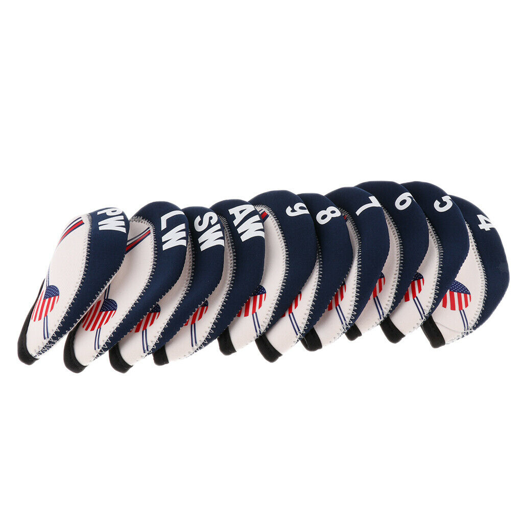 Set of 10Pcs Golf Iron Headcover Golf Club Cover Sleeve Protective Case