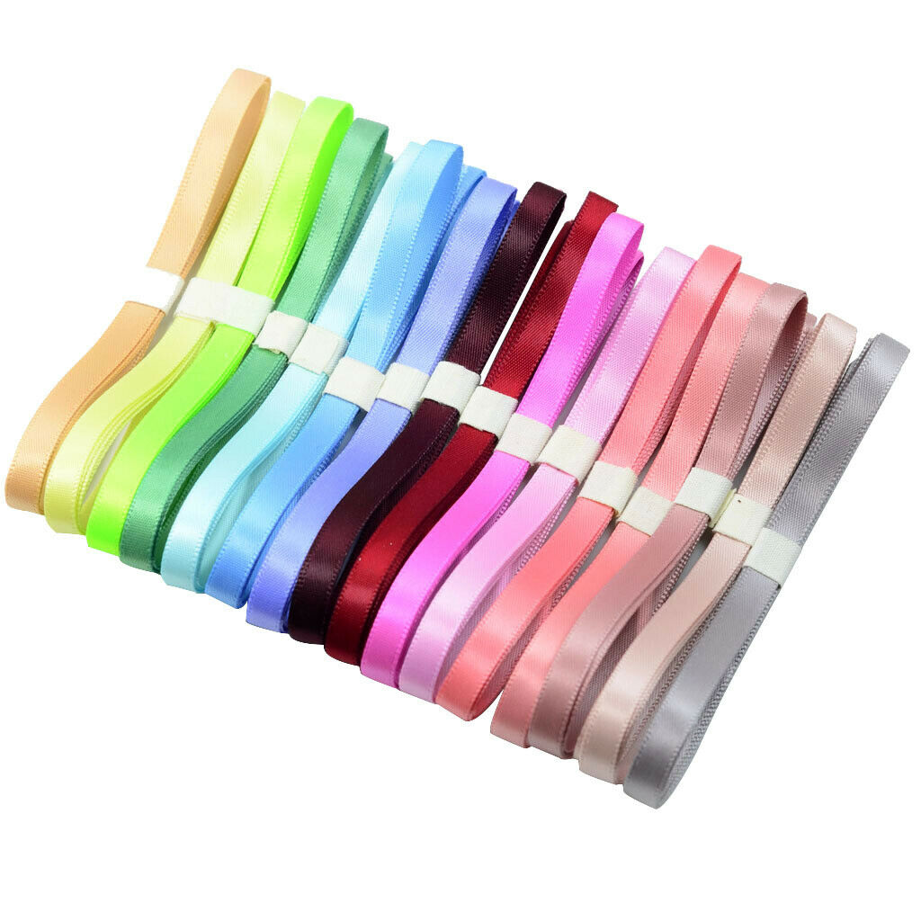 16pcs 1 Yard Double Sided Satin Satin Ribbons for Sewing Crafts 9mm