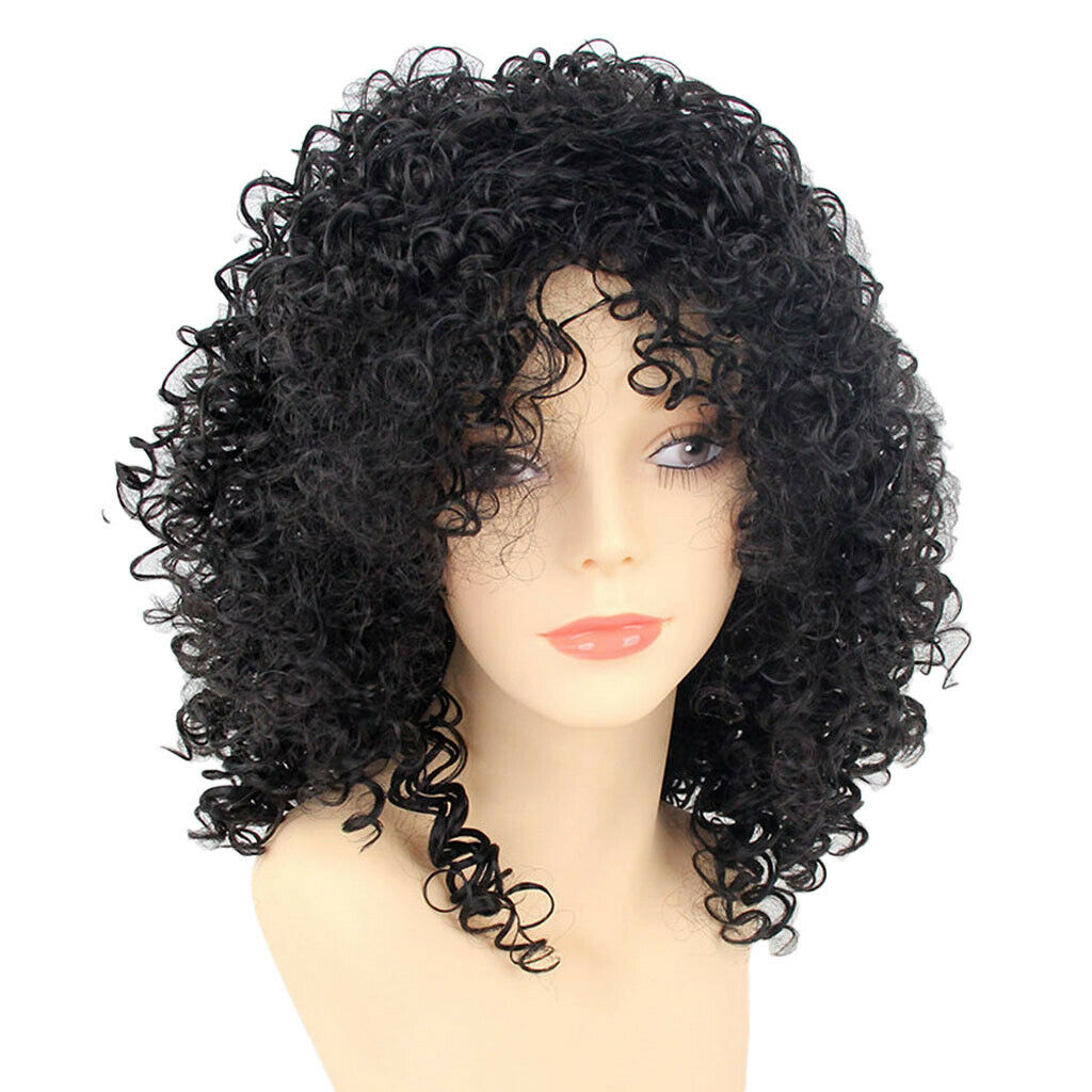Fashion Afro Wig Synthetic Fiber Spiral Curls Black Breathable Wig For Women