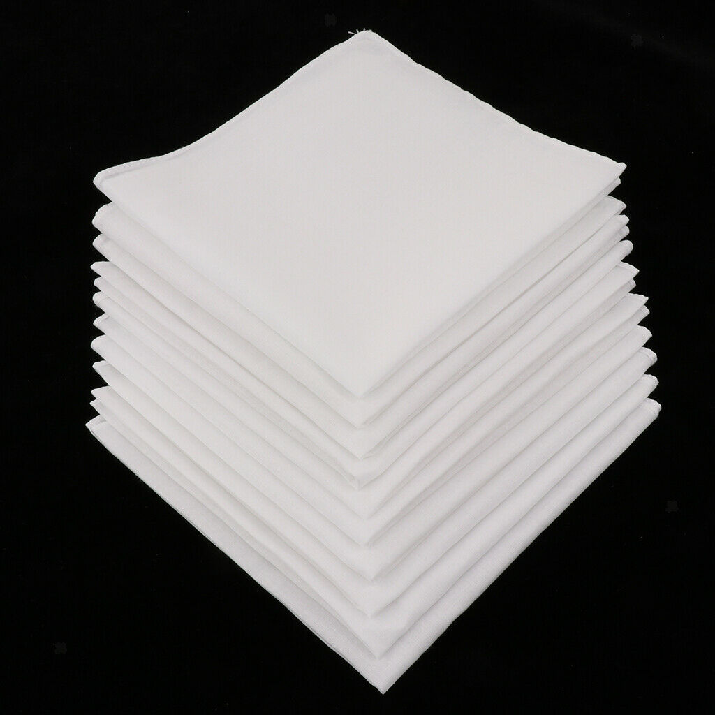 24 Pieces Cotton Handkerchiefs Classic Solid White Pocket Square Bulk Set