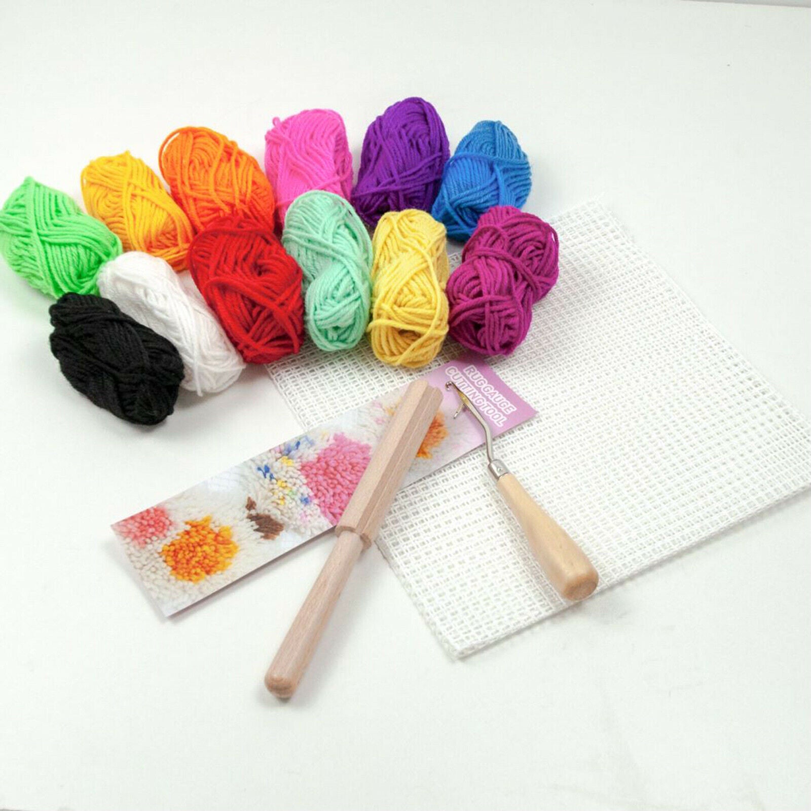 12pcs Latch Hook Rug Yarn Kits Needlecraft Supplies Crochet Equipment Kit