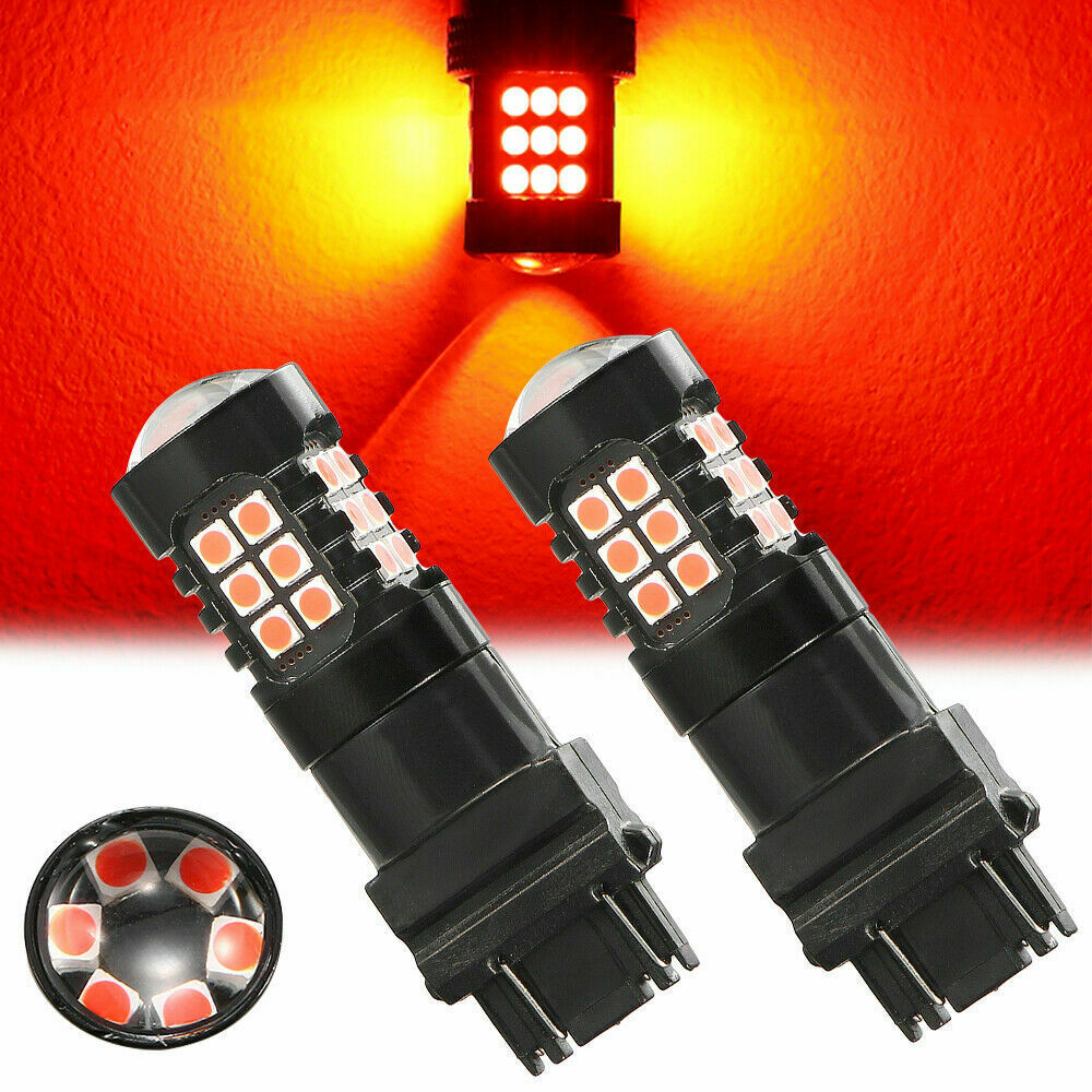2PCS 3157 Red LED Strobe Brake Light Flashing Safety Blink For Tail Parking Bulb