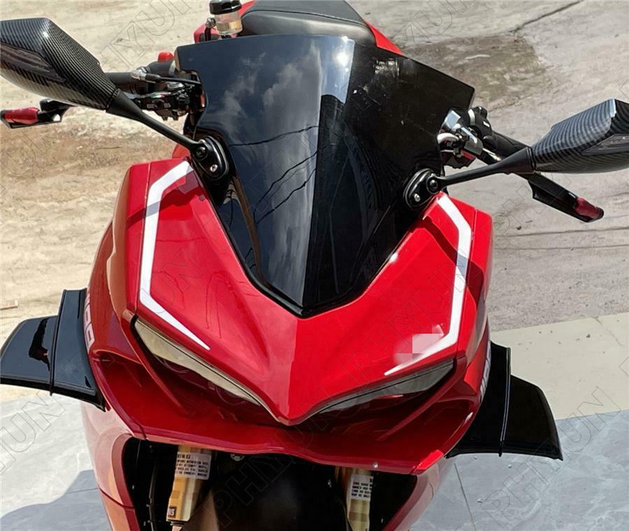 Universal Motorcycle Side Wind Fin Spoiler Trim Cover Air Deflector Glossy Black
