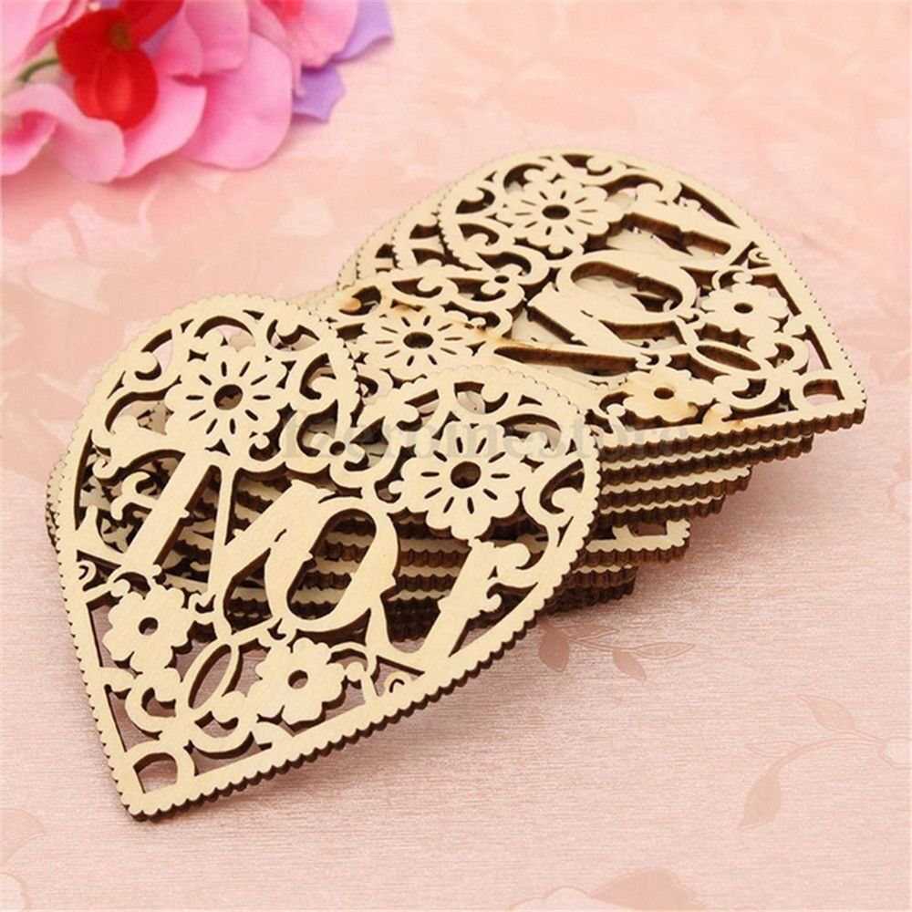 Set of 5 Wood Love Heart Ornament Christmas Wedding Birthday Party Decorations