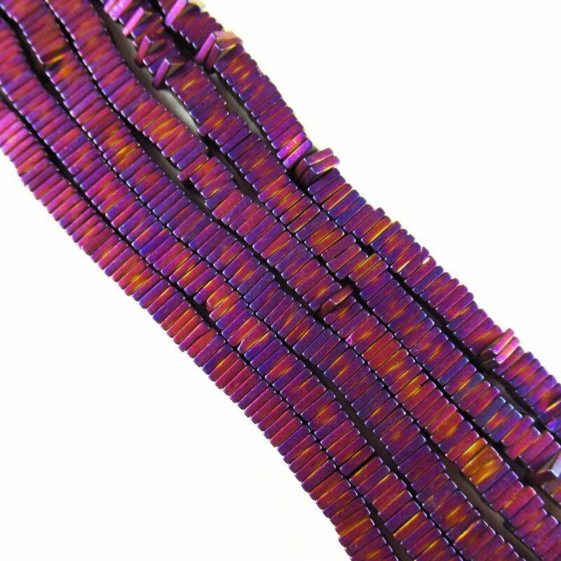 4x4x1mm Purple Frosted Hematite Square Pendant Loose Bead 15.5 " 28g A-456TS