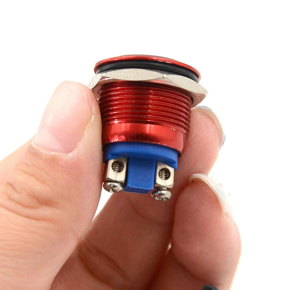 1PC 19mm waterproof red momentary metal push button switch flat top switch BDAU