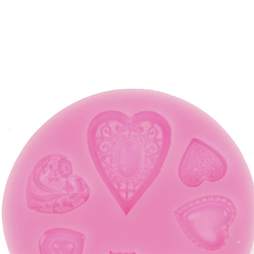 Heart Brooch Silicone Mold Fondant Cake Cooking Tools Cupcake Chocolate M.l8
