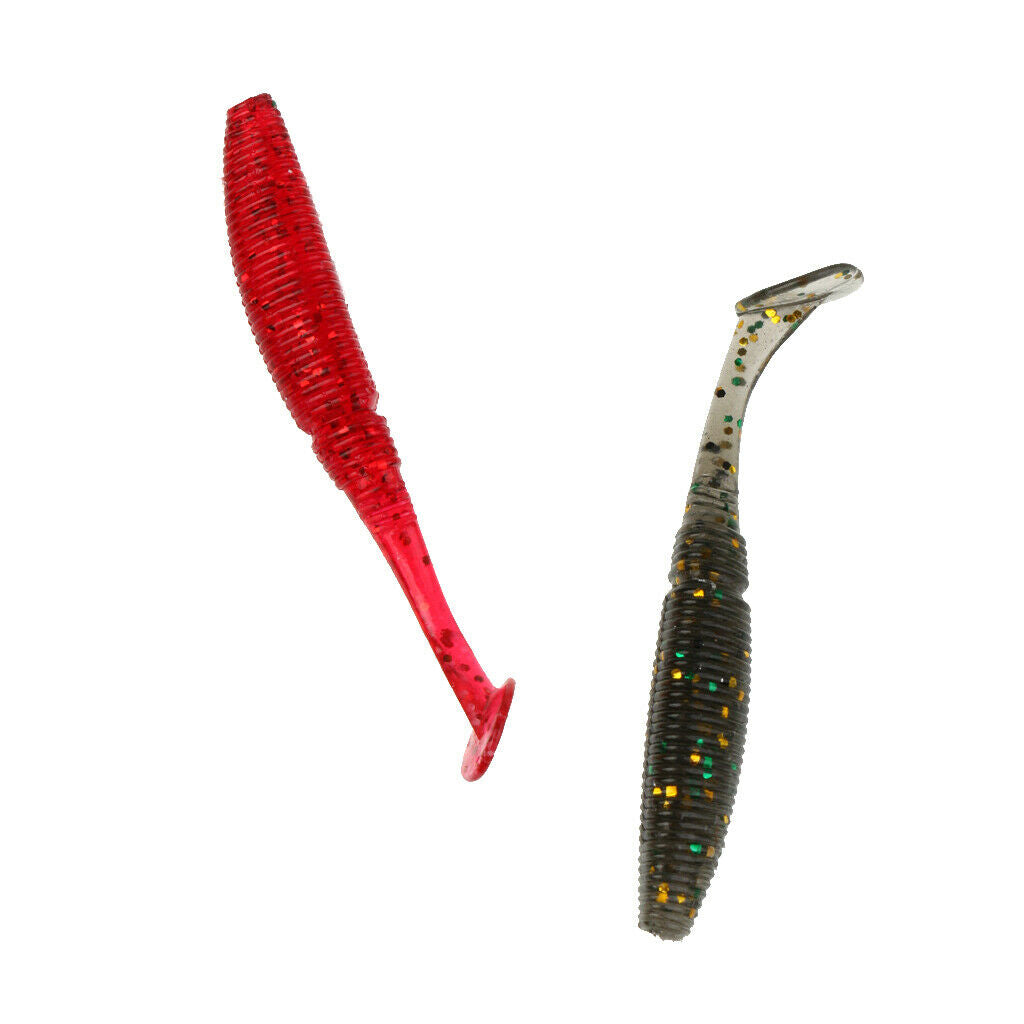 Assorted Tail Grub Worm Plastic Fishing Lure Micro Jig Head Tackle Bait
