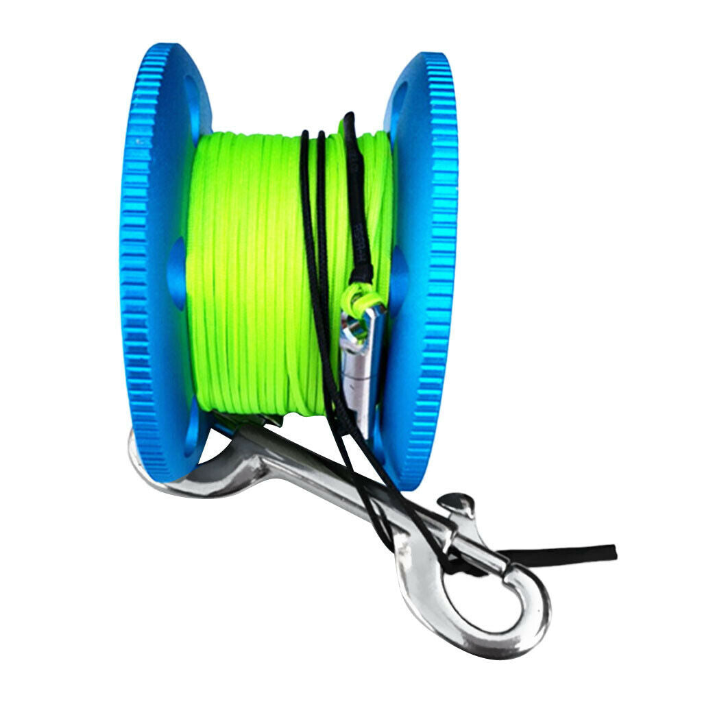 Portable Scuba Dive Finger Spool Reel with 50m Line Bolt Snap for Underwater