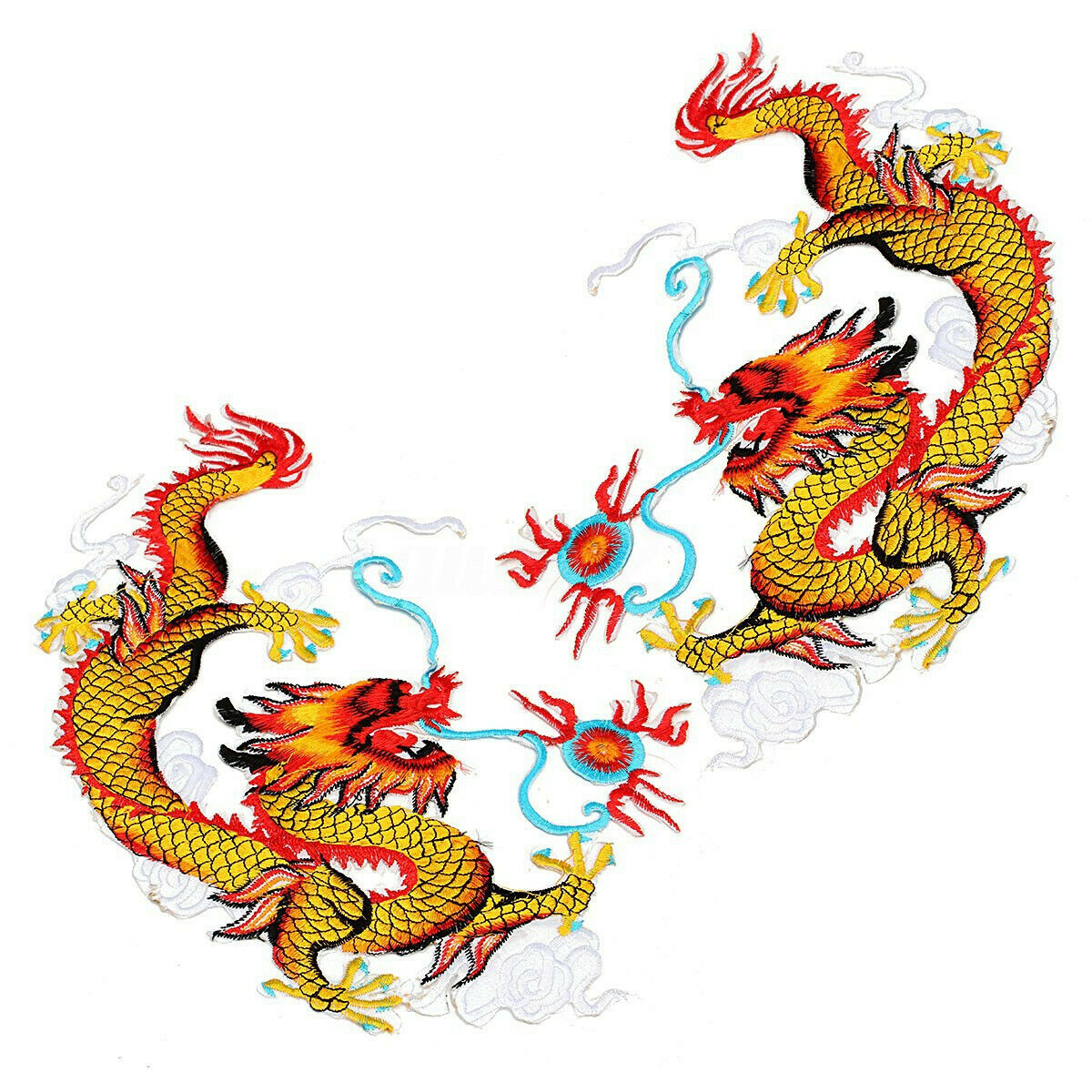 1Pair Chinese Dragon Embroidered Patches Animal Sew or Iron on Patches Applique