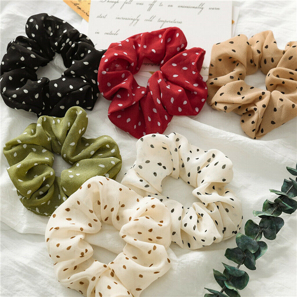 7pack Girls Dot Scrunchies Colorful Stretchy Hair Rope Ties Hair Accessories