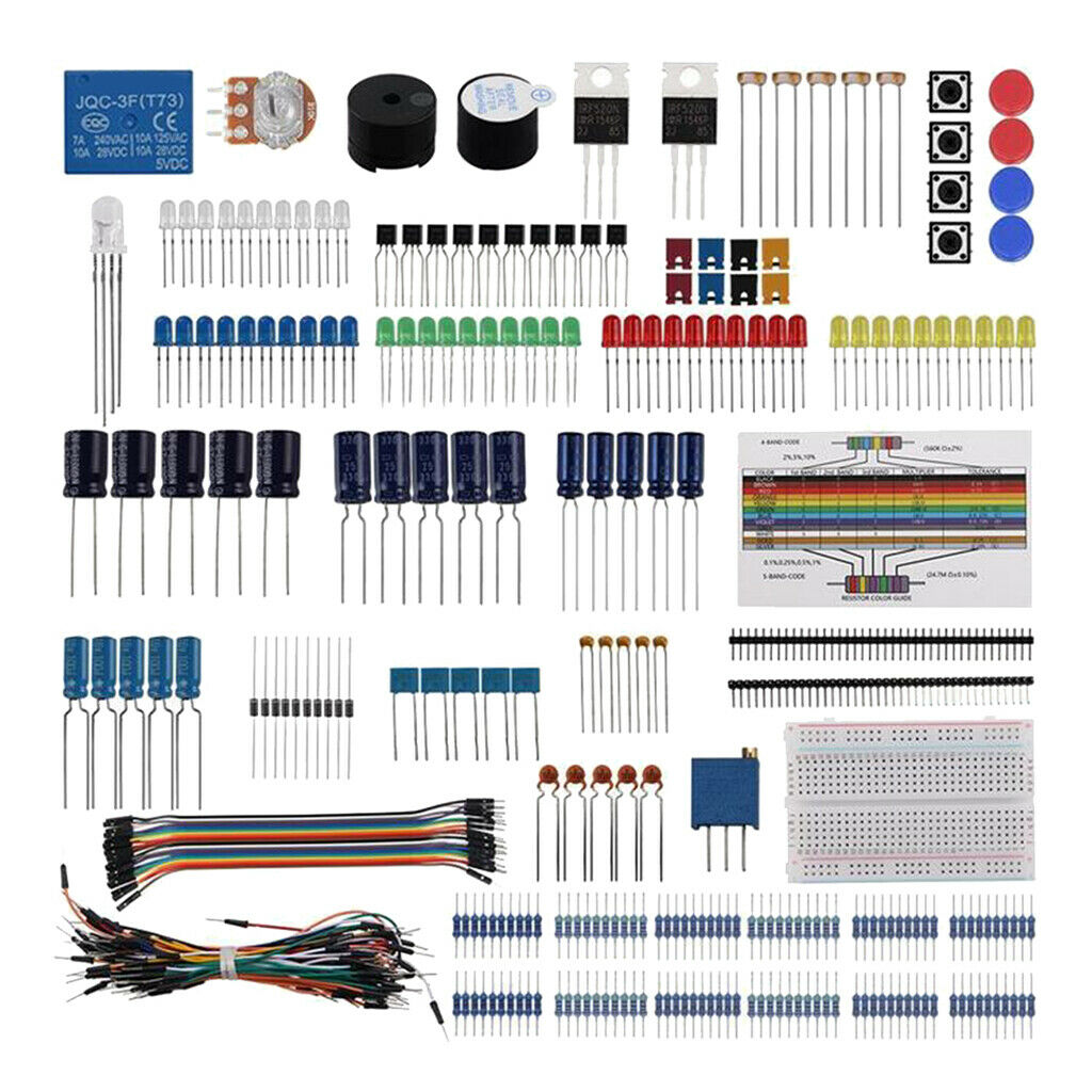 Electronics Component Basic Starter Kit with 400 tie-points Breadboard Cable