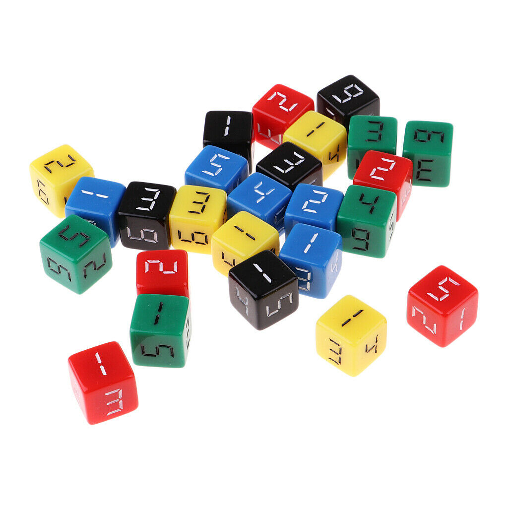 25Pcs Colorful 6 Side 1-6 Digital Dice Set for Kids Math MTG DND Board Game