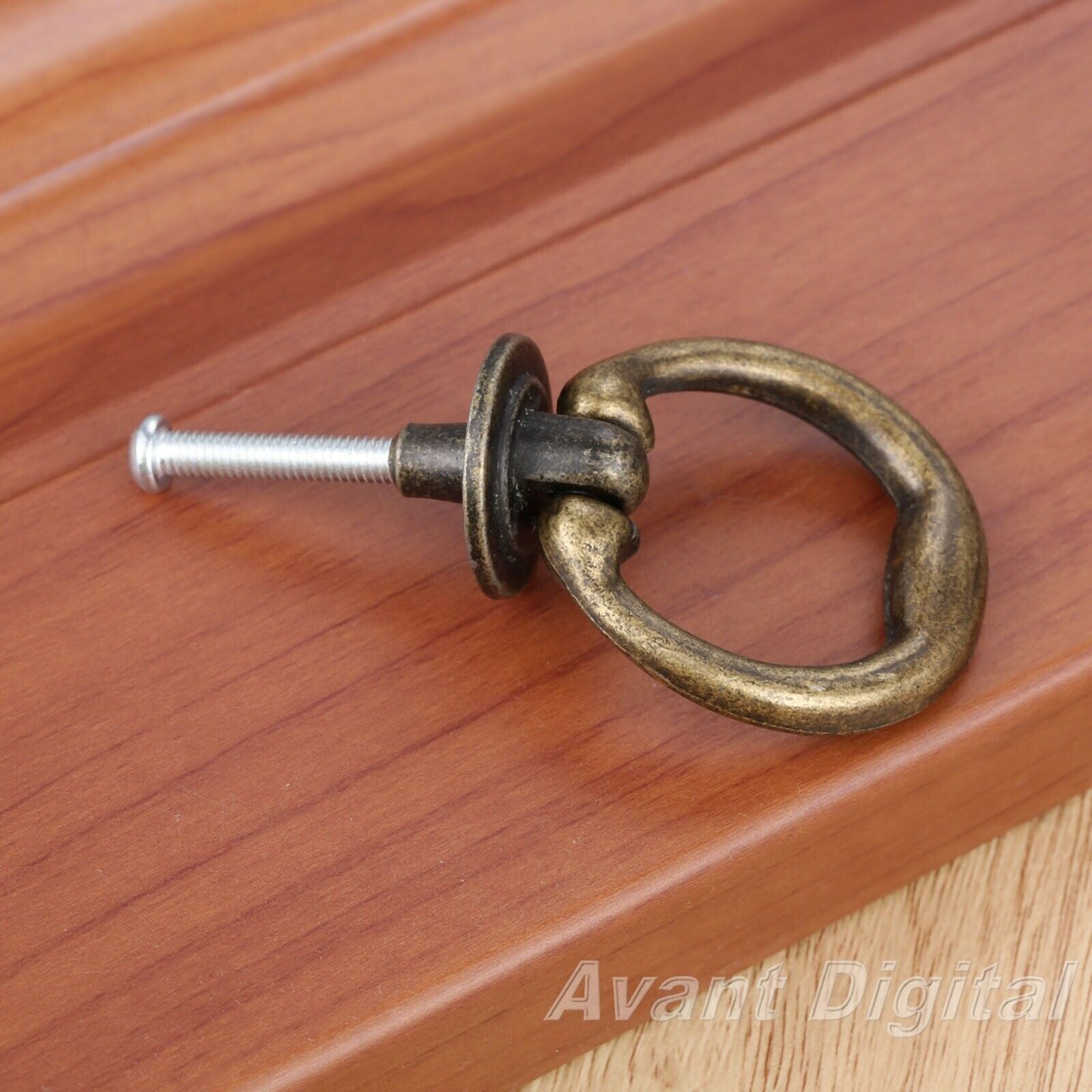 1Pc 46*36MM Cabinet Kitchen Drawer Door Knob Retro Bronze Tone Ring Pull Handle