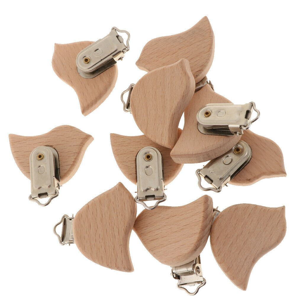 Beech Wooden Baby Pacifier Clip Soother Holders Bird-Shaped Dummy Clip