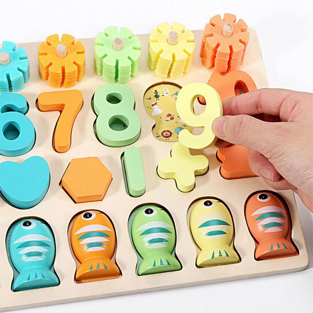 kids 3 in 1 Matching Board Toys Shapes Numbers Game Hand-eye Coordination