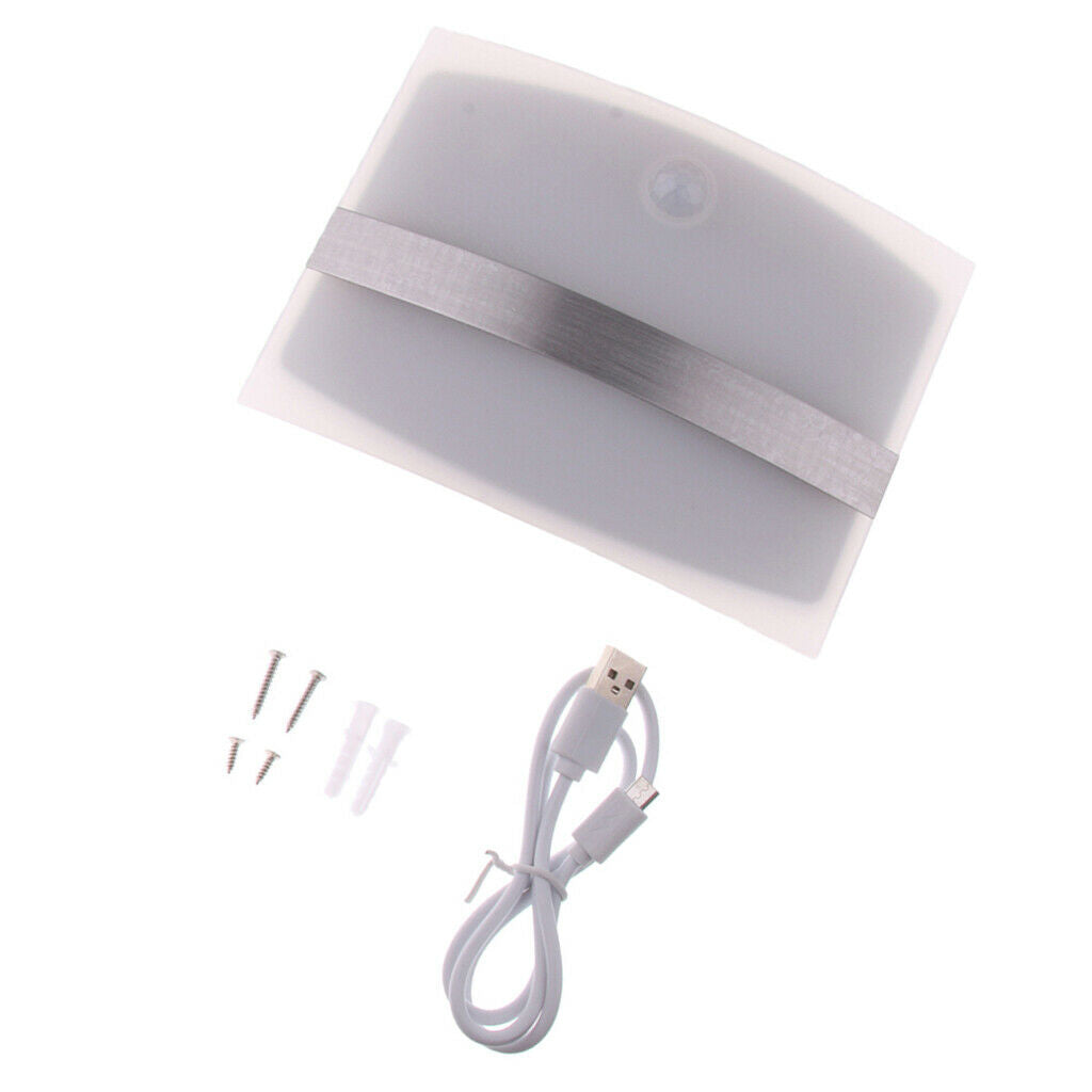 USB Rechargeable PIR Motion Sensor Sconce Wall Lamp Night Light Warm White
