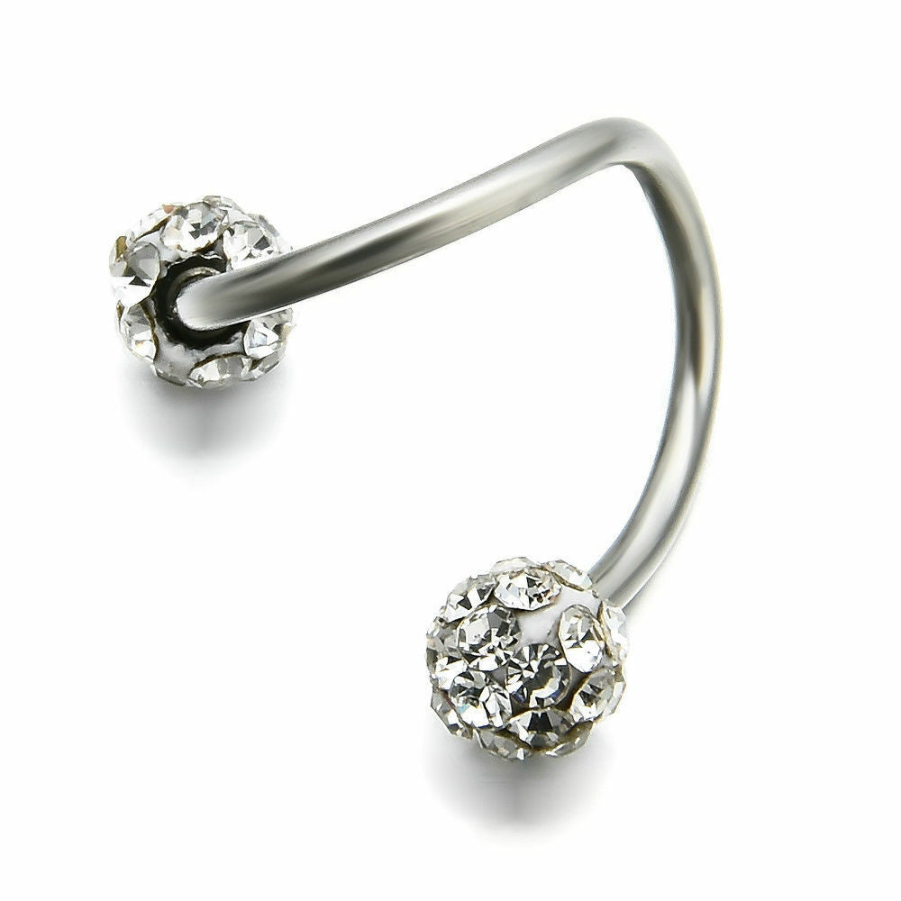 1PC Crystal Stainless Steel Twist Ear Helix Cartilage Earring Stud Piercing New