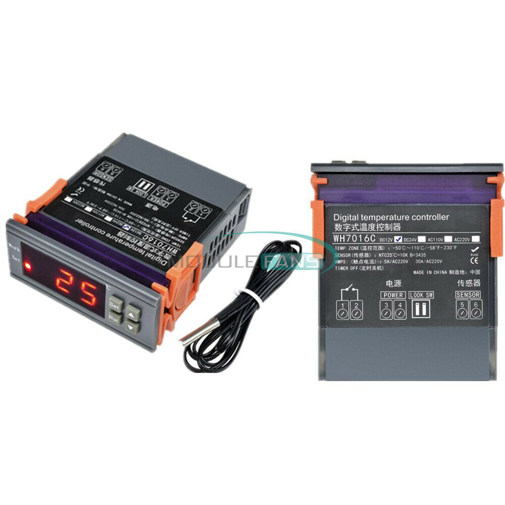 12V WH7016C Digital Temperature Controller Thermostat Switch NTC 10K/3435 Sensor