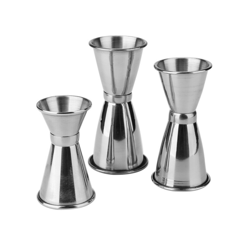 3Pcs Stainless Steel Cocktail Drink Tool Mixer Measuring Cup Jigger Measurer Set
