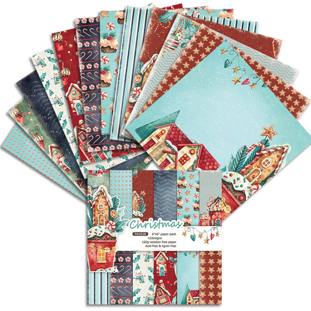 12PCS 6'' Christmas Paper Pad Scrapbooking Junk Journal Planner Album Crad Craft