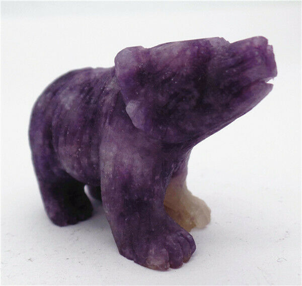 50x33x21mm Natural Purple Amethyst Carved Bear Decoration Statue Decor HH7745